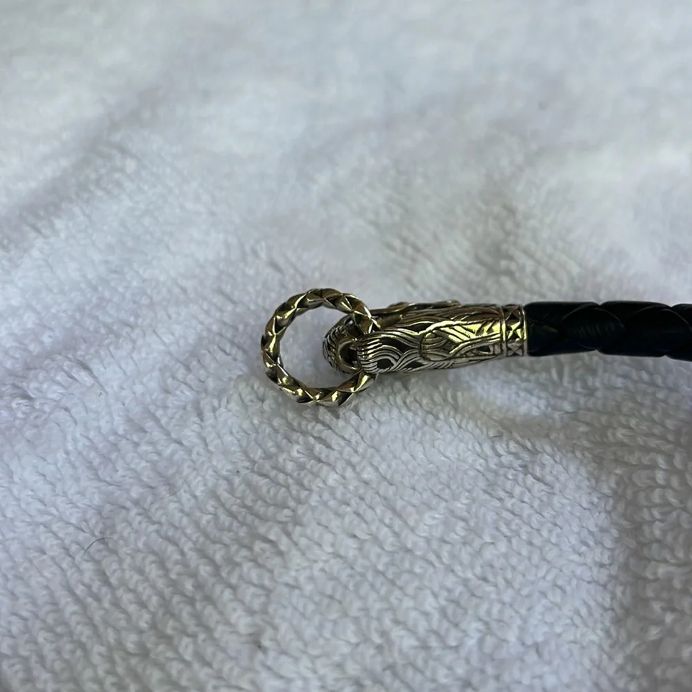 John Hardy Naga Double Dragon Black and Silver Braided Bracelet - Picture 11 of 11
